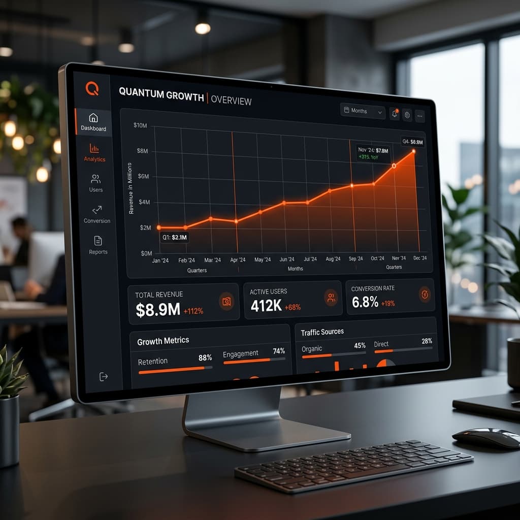 Analytics dashboard showing conversion rate improvement metrics