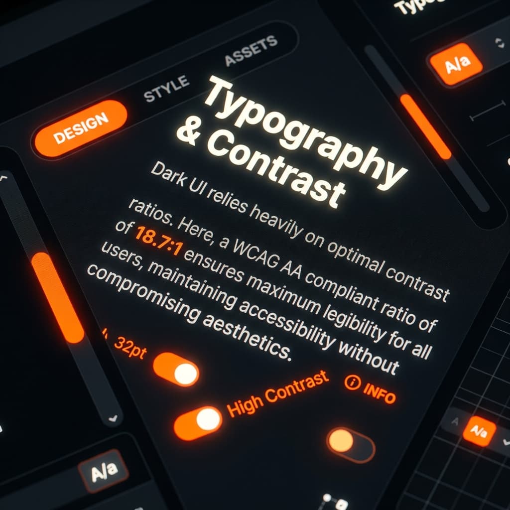 Premium typography contrast on dark surfaces